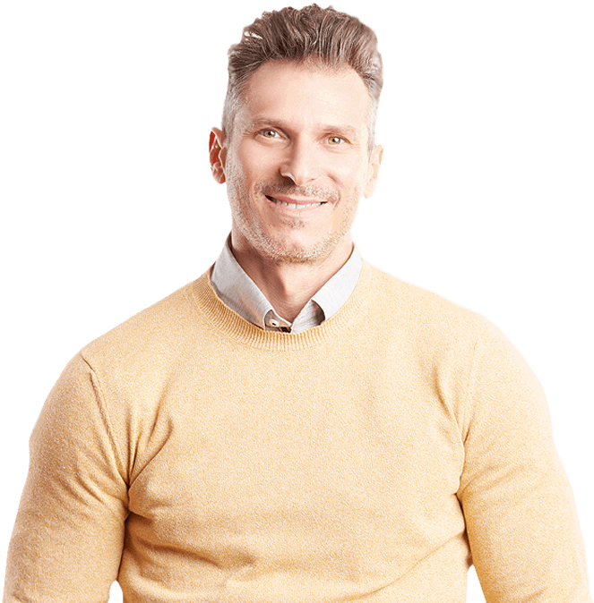 Hombre adulto sonriendo, salud masculina